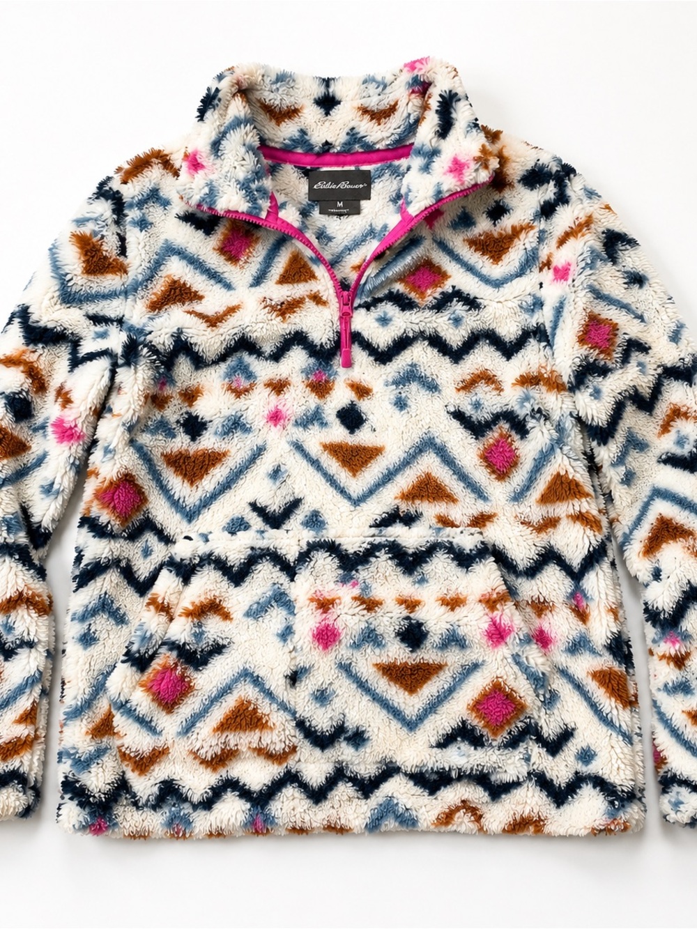 Eddie Bauer Women’s Medium Plush Fleece Southwestern Aztec Pullover